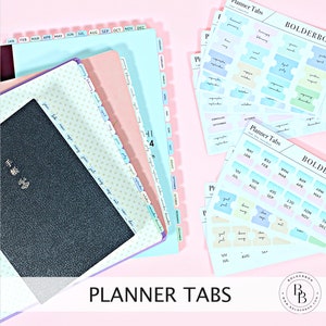 PLANNER TABS || 8 Palettes, Hobonichi Tabs, Weeks, Cousin, A6, B6, Tab Dividers, Monthly Tabs, Tab Stickers, Divider Tabs, Colorful, Minimal