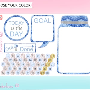 GOAL TRACKER | Cute Mason Jar Tracker Planner Stickers to track Weight, Diet, Health, Challenge, Money, Goal Getter, Weightloss