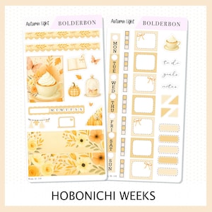 AUTUMN LIGHT Hobonichi Weeks || Cozy Fall Floral Planner Stickers, Autumn Aesthetic Vibe