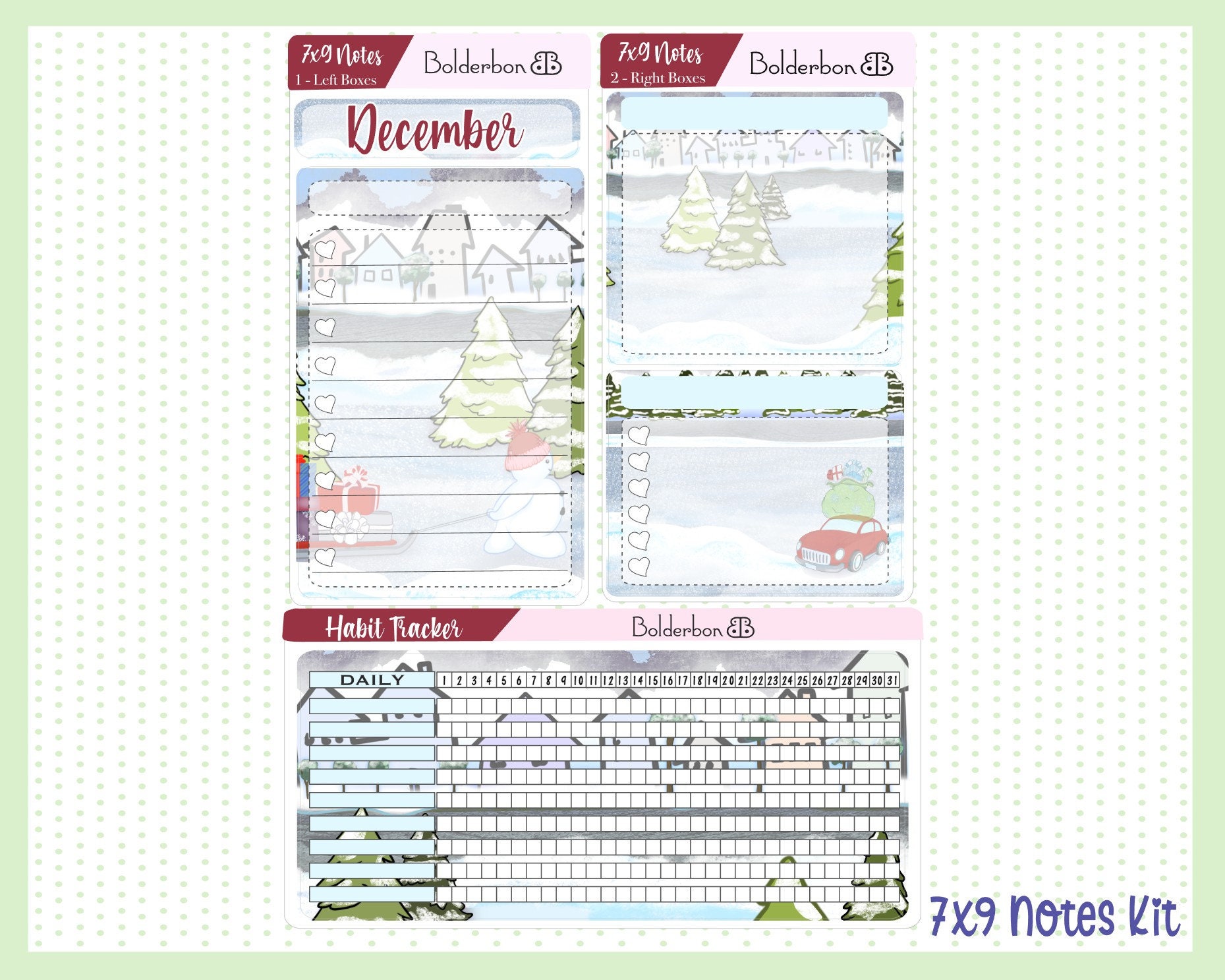 December Monthly Kit Erin Condren 7x9 Planner Stickers, Labels & Tags ...