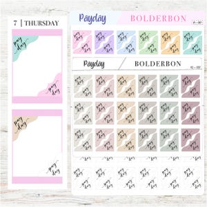 PAYDAY Ecken Aufkleber || Planner Stickers, Piggybank, Geld, Haushalt, Finanzen, Funktional, Icon Stickers