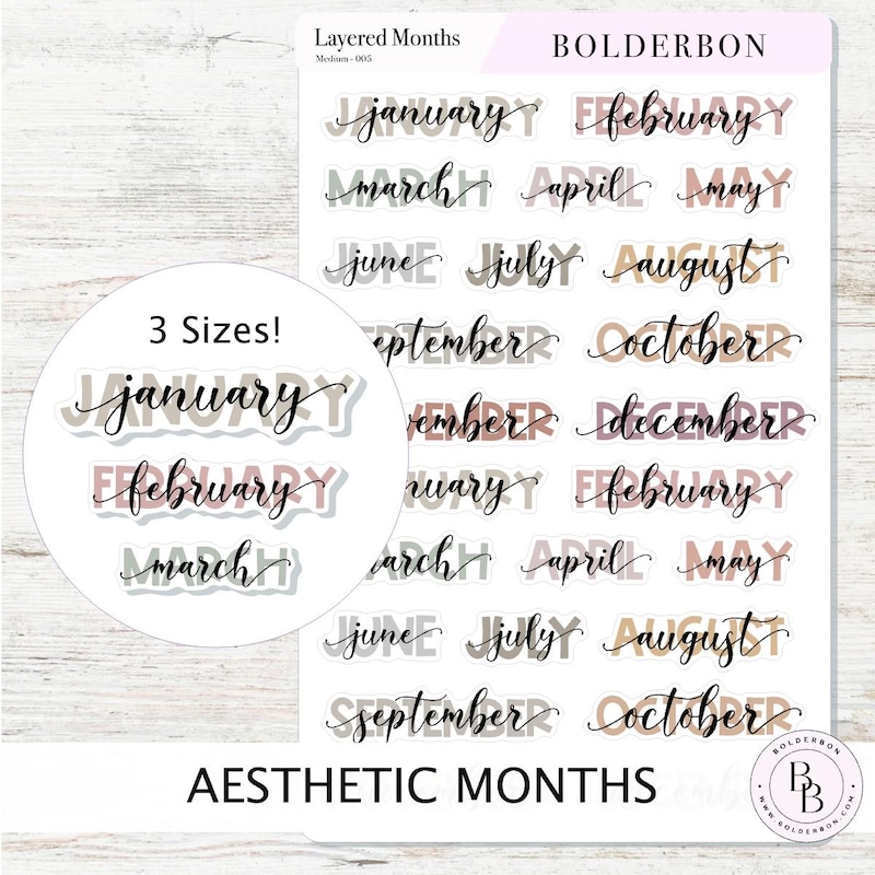 Months Lettering Stickers - Etsy