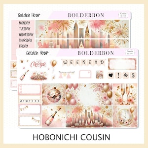 GOLDEN HOUR Hobonichi Cousin || Ano Novo, Kit de Adesivos para Planejador,