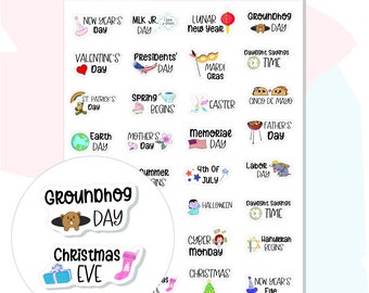 HOLIDAY planner stickers || Icons, Celebration, Calendar, Functional