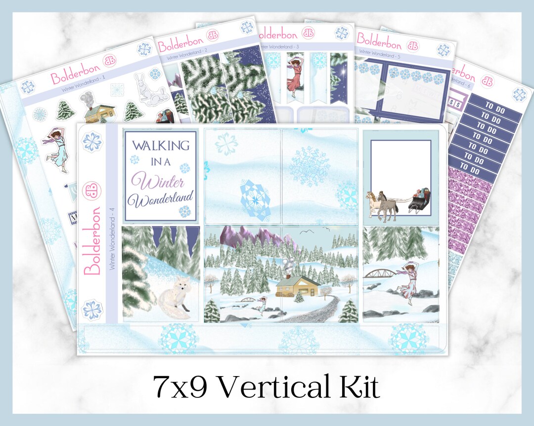 WINTER WONDERLAND Vertical Weekly Planner Sticker Kit 7x9, Standard ...