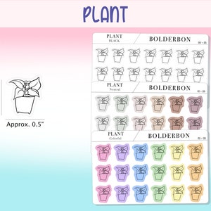 PLANT icons || Planner Stickers, Frosted Clear, Neutral, Minimal, Black, Colorful, Hand Drawn, Mini