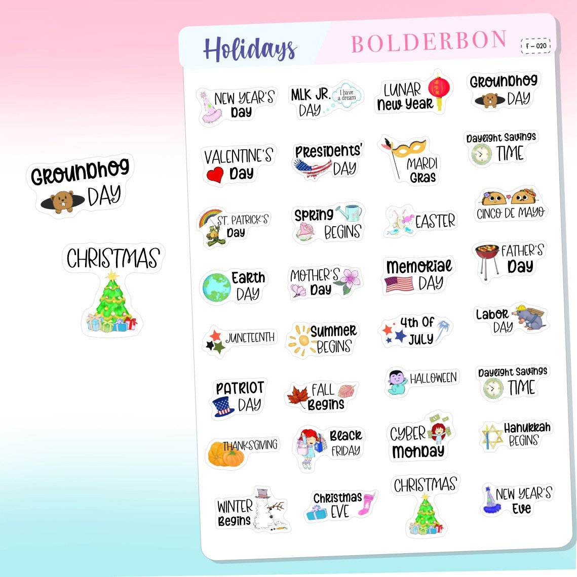 Annual Holidays Planner Stickers 