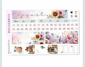 Agosto • Semanas Hobonichi • Kit de pegatinas mensuales • Pegatinas para agenda