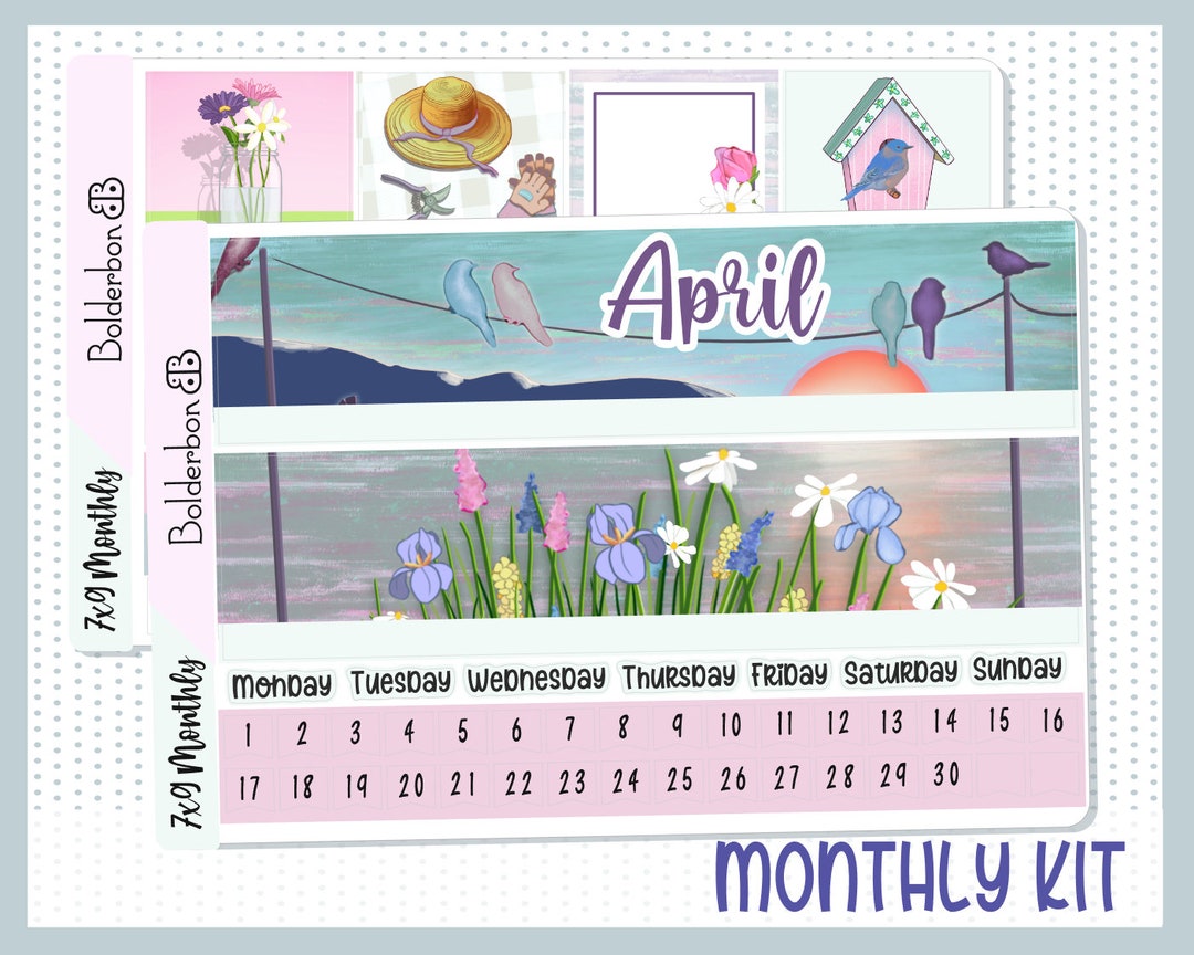APRIL Monthly Sticker Kit 7x9 Erin Condren Planner - Etsy