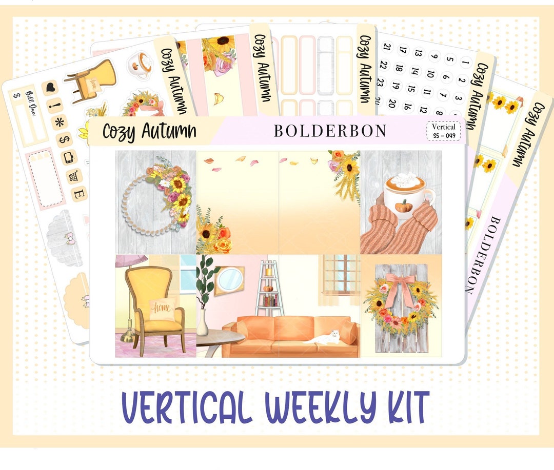 COZY AUTUMN || Vertical Weekly Planner Sticker Kit for Erin Condren ...