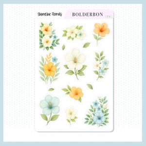 SHORELINE FLORALS || Shoreline Theme, Aesthetic Journal Stickers, Journaling Stickers, Shoreline, Coastal Beach and Nautical Vibe Planner St