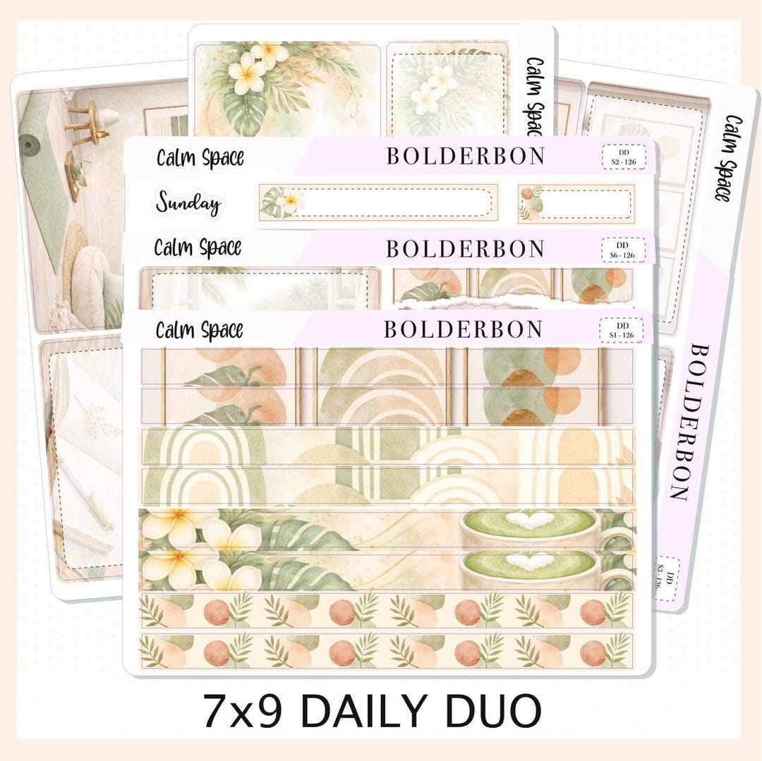 CALM SPACE 7x9 Daily Duo || Planner Sticker Kit for Erin Condren - Etsy