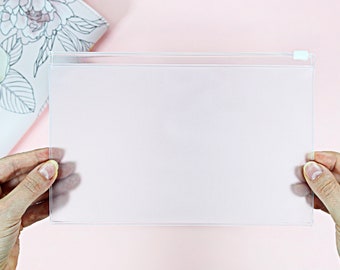 Genomskinlig kalenderpåse med dragkedja • Plannerpåse • Kuvert med frostad dragkedja • Plannertillbehör • Förvaringsficka för kalendern