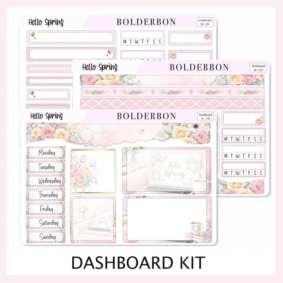 HELLO SPRING Erin Condren Dashboard Sticker Kit || Elegant Planner ...