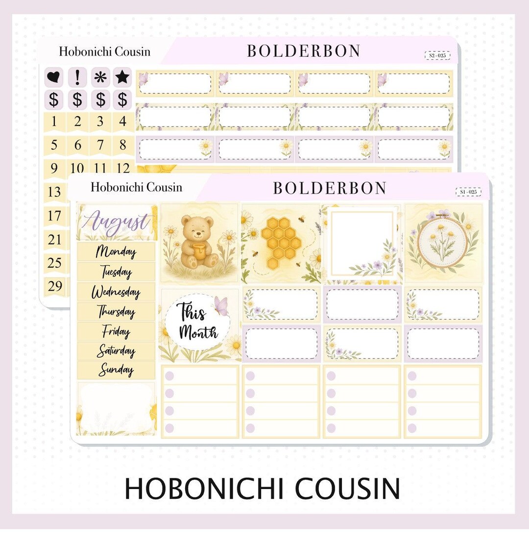 August • Hobonichi Cousin • Monthly Sticker Kit • Planner Stickers - Etsy