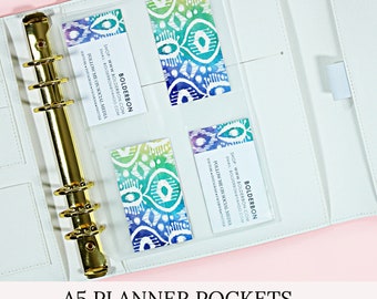 A5 Planner Pocket • 4 Pocket Card Holder • Business Card Inserts • Ring Planner Pockets • Planner Accessories • Card Holder