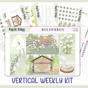 RUSTIC DAISY // Kit de pegatinas de planificador semanal estándar vertical para Erin Condren, Recollections, Plum Paper, MakseLife y más!