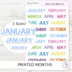 Colorful Printed Months || Monthly Header Stickers perfect for Planners, Journals, Calendars and More!