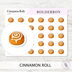 CINNAMON ROLL with Frosting || Cute Cinnamon Bun Icon Stickers for Journaling, Meal Planning, Breakfast Tracker, or Bakery Themes