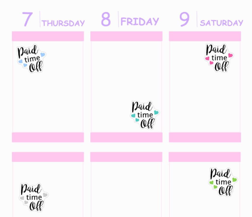 Paid Time off Planner Stickers PTO Vacation Day Off No | Etsy
