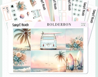 SUNSET BEACH || 7x9 Vertical Planner Sticker Kit