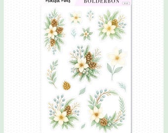 VREEDZAME DENNEN || Stickervel winterbloemen