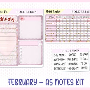 A5 NOTES KIT &quot;February&quot; || Planner Sticker Kit for Erin Condren Compact Vertical, Daily Duo, A5 Horizontal, Valentine, Love