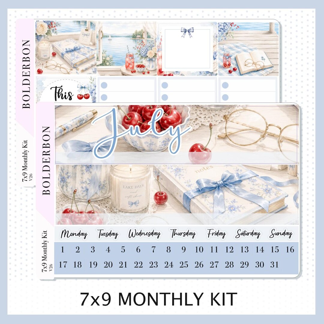 July 7x9 Monthly • Planner Stickers • Erin Condren Sticker Kit - Etsy