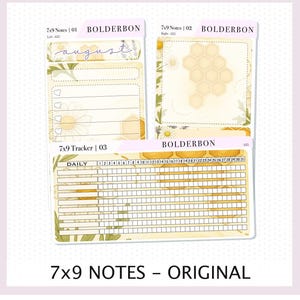 AUGUST 7x9 Notes Kit || Original layout, Sweet Honey, Planner Sticker Kit for Erin Condren Dashboard