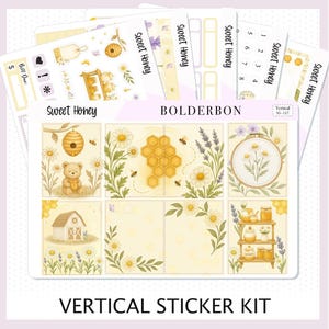SWEET HONEY 7x9 Vertical Sticker Kit || Bees, Florals & Cozy Farmhouse Vibe Planner Stickers