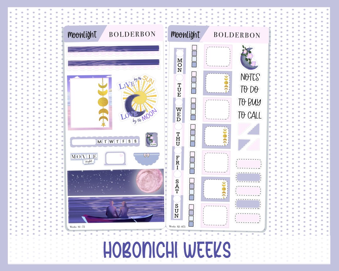 Moonlight • Hobonichi Weeks • Weekly Sticker Kit • Planner Stickers - Etsy