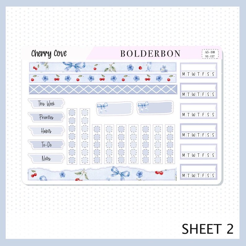 A5 Weekly Dashboard Kit • Cherry Cove • Erin Condren Planner Stickers ...