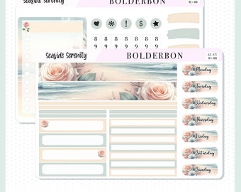 SEASIDE SERENITY "Compact Vertical" || A5 Planner Sticker Kit