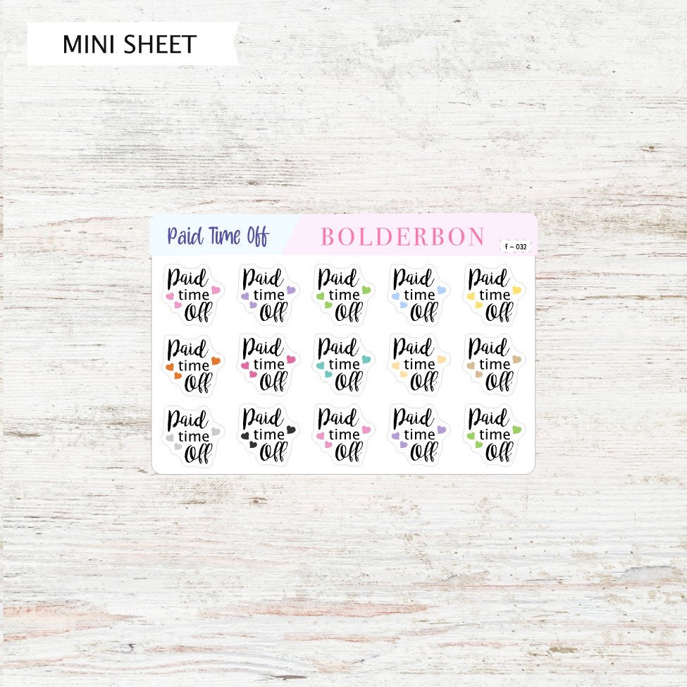 Paid Time off • Work Planner Stickers • PTO Icon Stickers • Vacation ...