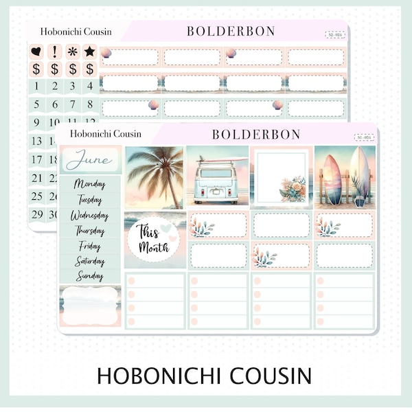 JUNE Hobonichi Cousin and A5 Day Free || Monthly Planner Sticker Kit