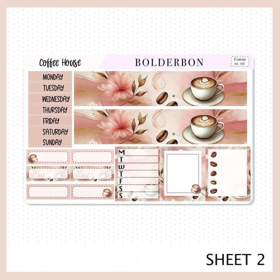 Coffee House • Hobonichi Cousin • Weekly Sticker Kit • Planner Stickers ...