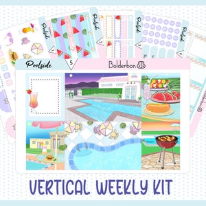 POOL SIDE vertikale wöchentliche Sticker Kit || Hand gezeichnete Aufkleber