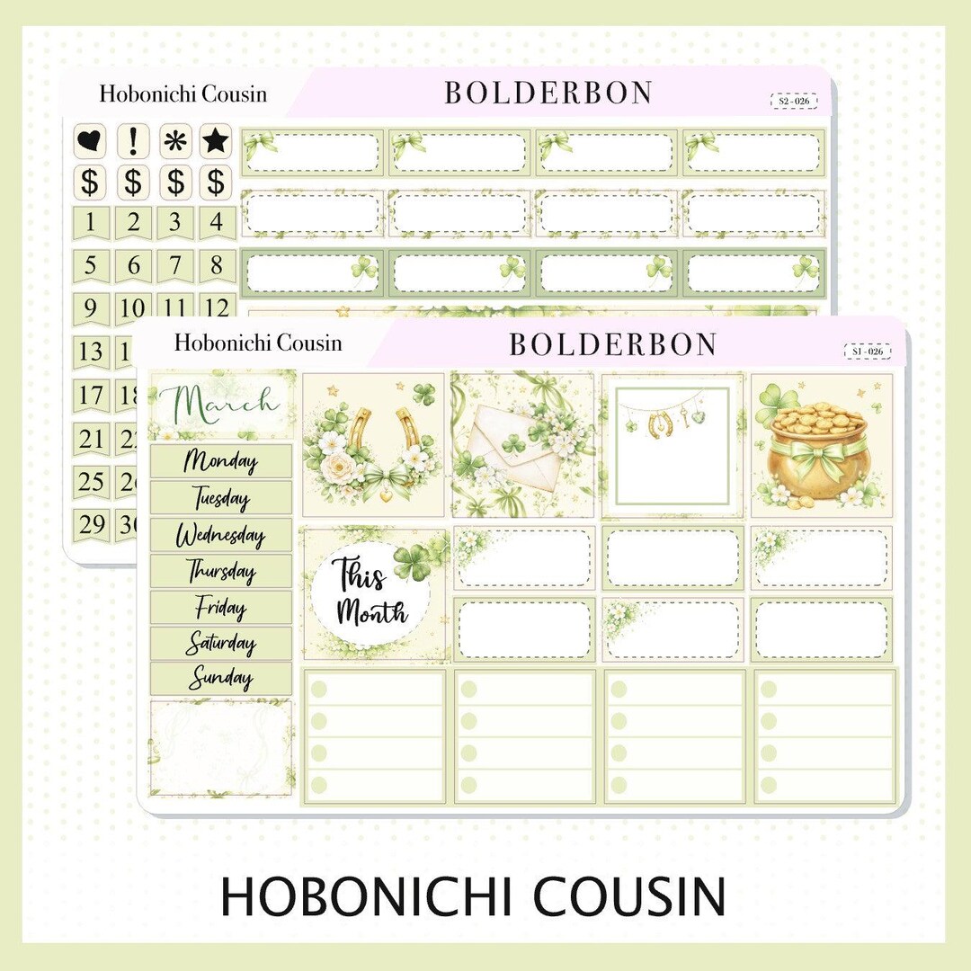 March • Hobonichi Cousin • Monthly Sticker Kit • Planner Stickers - Etsy