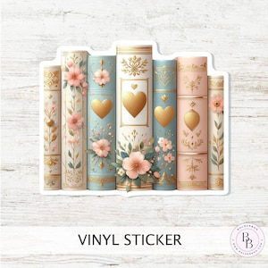 Vinylsticker vintage boekenplank met bloemen || Vinylsticker boekenliefhebber, uniek leesgrage cadeau - perfect voor planners, tijdschriften, laptops en meer!