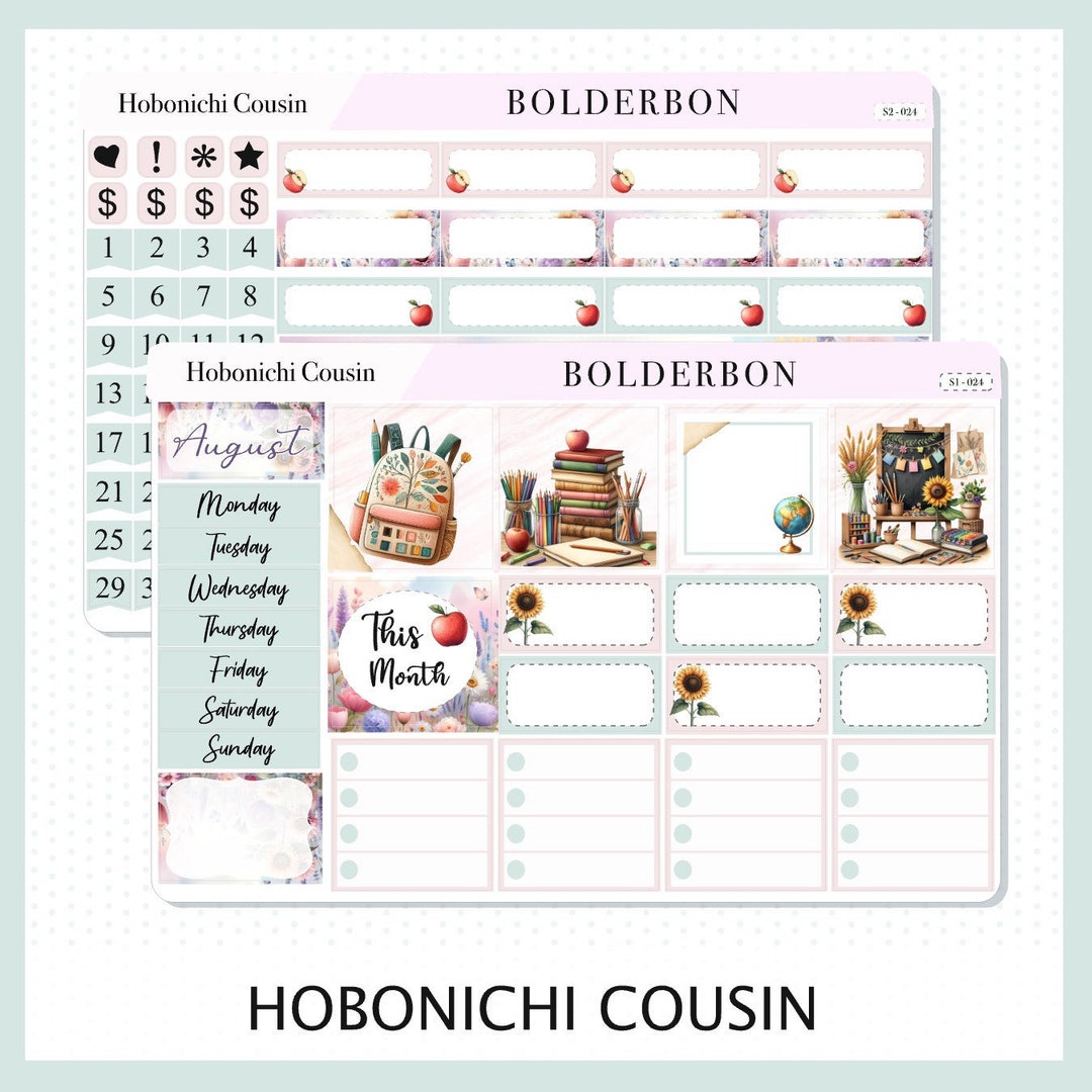 August • Hobonichi Cousin • Monthly Sticker Kit • Planner Stickers - Etsy