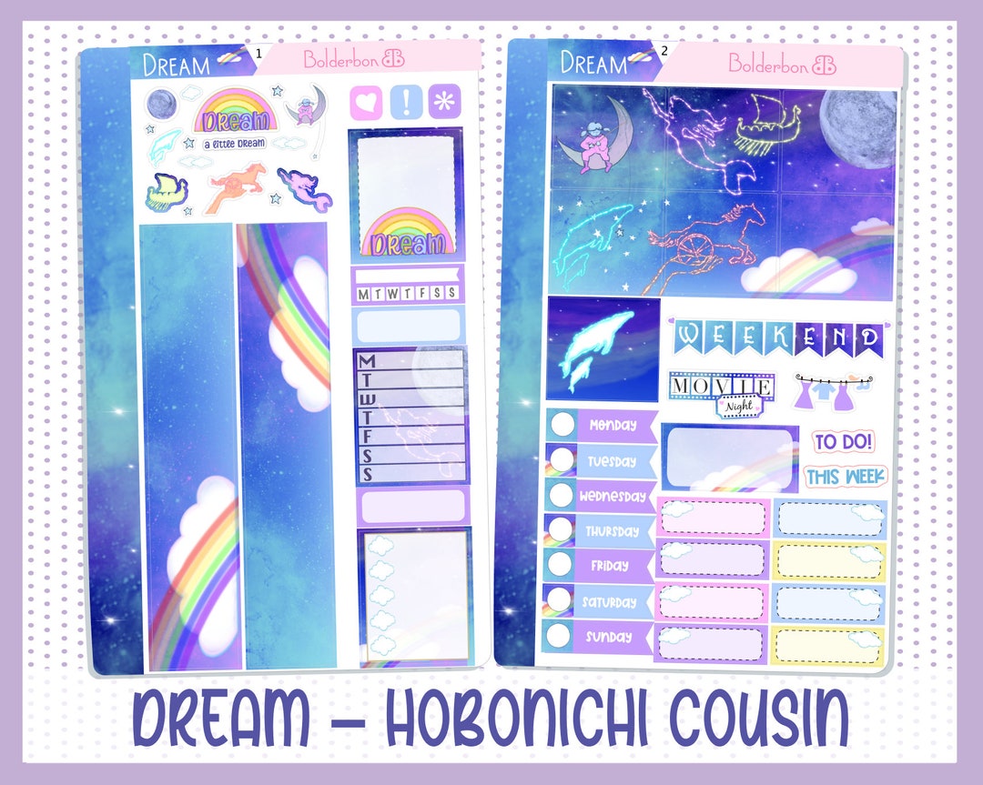 DREAM Hobonichi Cousin Weekly Planner Sticker Kit, Hand Drawn - Etsy