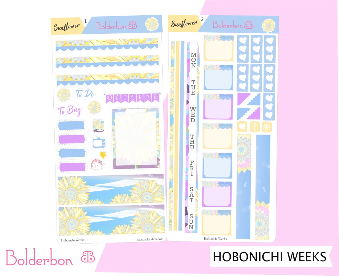 Sunflower • Hobonichi Weeks • Weekly Sticker Kit • Planner Stickers - Etsy