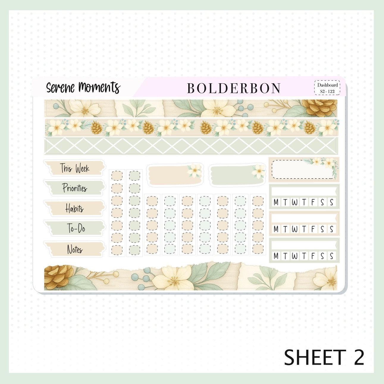 Serene Moments 7x9 Dashboard • Erin Condren Sticker Kit • Winter Floral ...