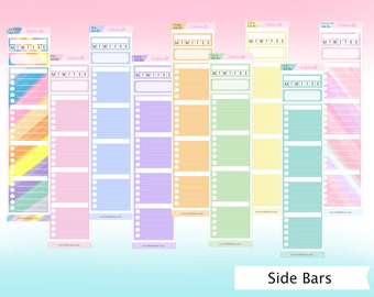 SIDEBAR STICKERS | Checklist Sticker Weekly Tracker Planner Stickers for Erin Condren, Hobonichi Weeks, Cousin and More, Functional