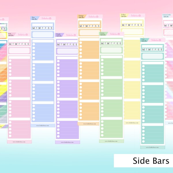 SIDEBAR STICKERS | Checklist Sticker Weekly Tracker Planner Stickers for Erin Condren, Hobonichi Weeks, Cousin and More, Functional