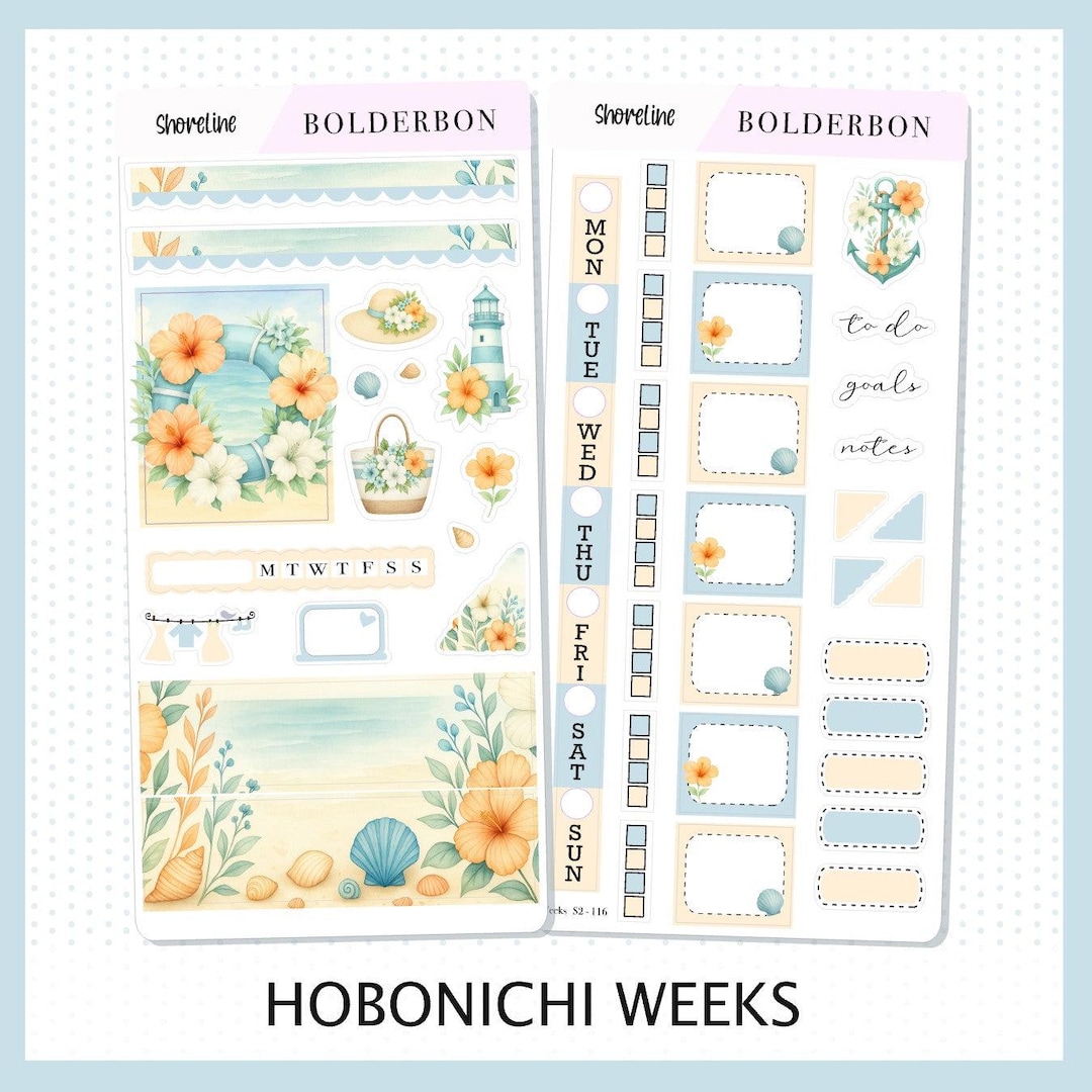 Shoreline • Hobonichi Weeks • Weekly Sticker Kit • Planner Stickers - Etsy