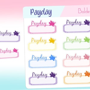 PAYDAY || Planner Stickers, Piggybank, Money, Budget, Finance, Functional, Icon Stickers