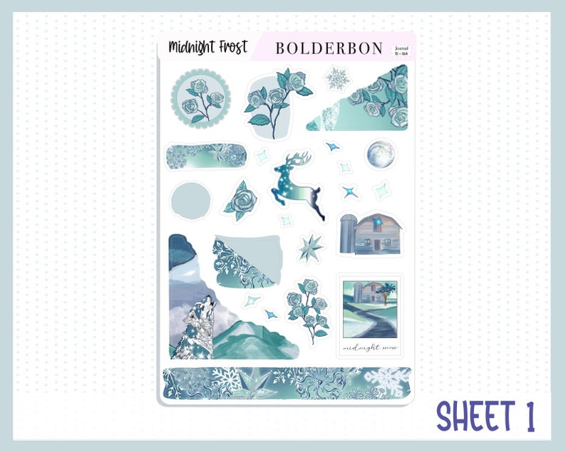 Fost Sticker MIDNIGHT FROST Journal Sticker Kit || Winter Stickers, Snow Stickers ...