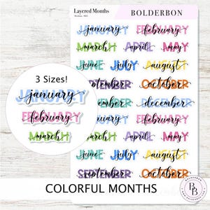 Adesivi colorati a strati per i mesi // Etichette con i mesi per agende, diari e calendari