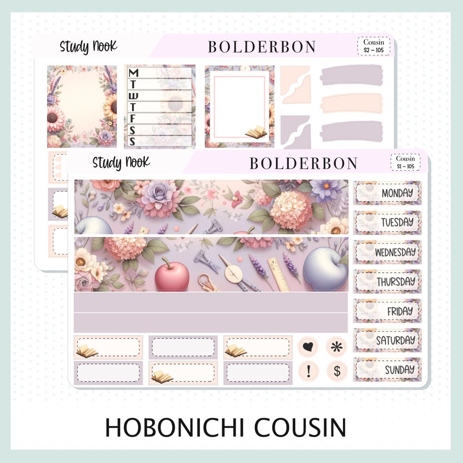 Study Nook • Hobonichi Cousin • Weekly Sticker Kit • Planner Stickers ...